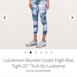 Lululemon Wunder Under High-Rise Tight 25” - Blue and White